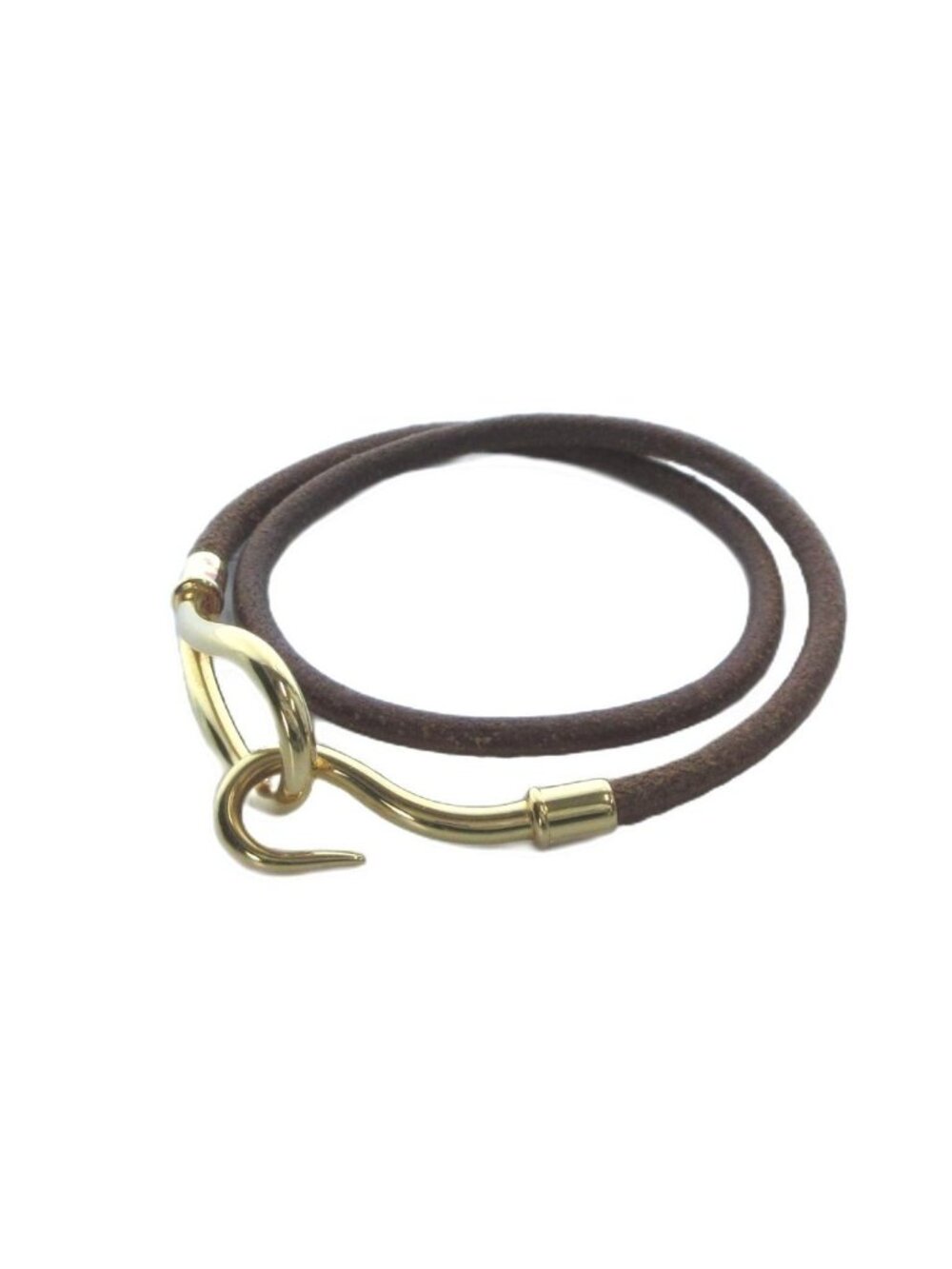 Hermes Bracelet Bangle Logo Leather Brown